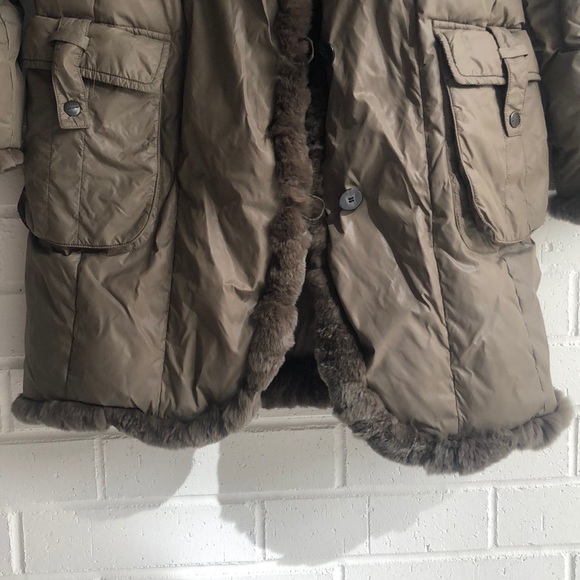 Rare Weekend MaxMara Rabbit Fur Trim Down Coat - Picture 3 of 7